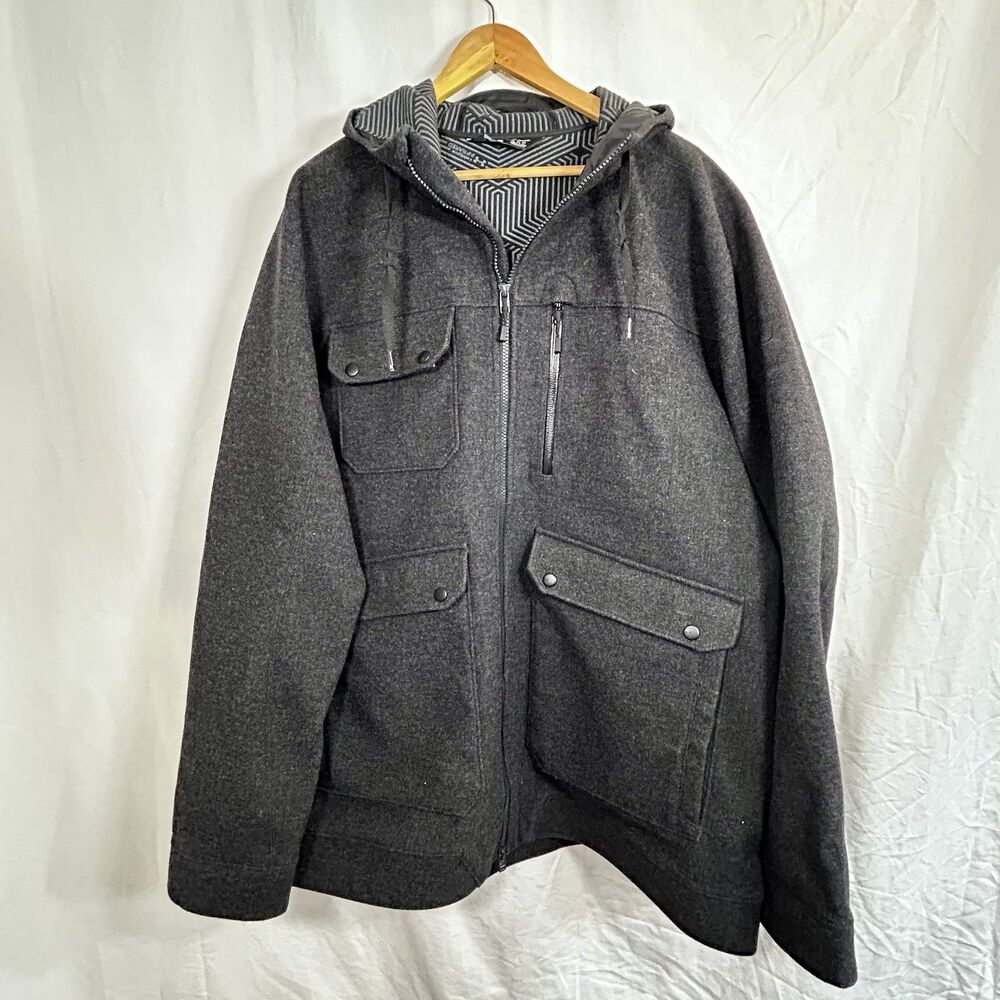 Under Armour ColdGear Infrared Grey Wool Blend Hooded Field Jacket Shell 3XL